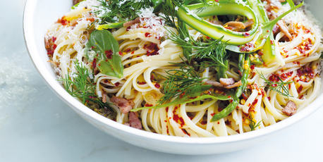 Ham, asparagus and dill pasta. Photo / Donna Hay Magazine