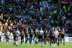 Leaders New Zealand have the USA, England and Spain in their pool for the Wellington round of the International Rugby Board's Sevens series. Photo / Getty Images.