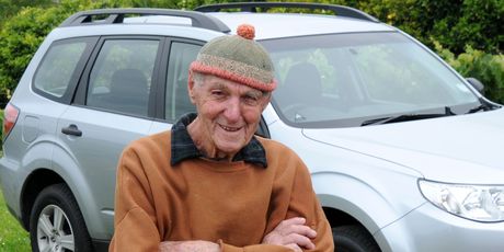 Bob Moorfield is most probably the oldest Subaru driver in New Zealand. Photo / Supplied