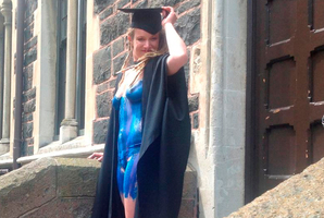University of Otago graduand Elena Berg in her graduation regalia yesterday. Photo / Supplied