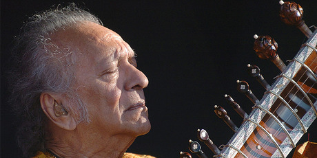 Ravi Shankar performing in Switzerland. Photo/AP