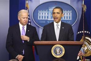 President Barack Obama stands with Vice President Joe Biden. Photo / AP