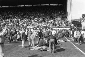 The 1989 Hillsborough tragedy that saw 96 Liverpool fans crushed to death. Photo / AP