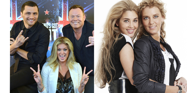 New Zealand's Got Talent judges (left) Jason Kerrison, Rachel Hunter and Ali Campbell spent more than three months in our living rooms. Right, Jaime and Sally Ridge starred in the reality show The Ridges. Photo / Otago Daily Times/Supplied