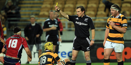 Glen Jackson has enjoyed a meteoric rise as a referee, from school games to tests in two years. Photo / Getty Images