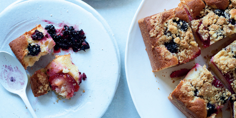 Blackberry and plum streusel cake from Easy, Bill Granger's latest cookbook. Photo / Mikkel Vang