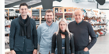 The team at Wall Fabrics - Des, Nick, Kate, and Roger Wall - are a big part of the reason many labels are in business.