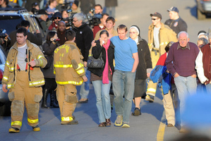 Outside Sandy Hook Elementary School where parents learned the fate of their children. Photo / Getty Images