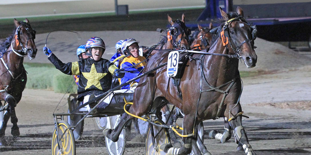 Caribbean Blaster kept the Kiwi challengers at bay in the Victoria Cup at Melton on Saturday. Photo / Stuart McCormick