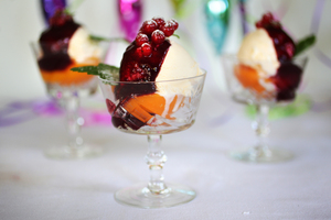 I used canned peach halves but it is much better to use fresh poached peaches, especially if they are the beautiful white-fleshed ones. Photo / Doug Sherring
