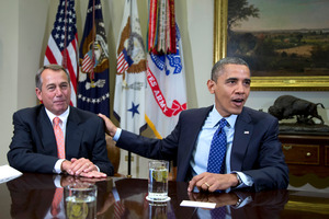 John Boehner (left) and Barack Obama are closer to compromise. Photo / AP
