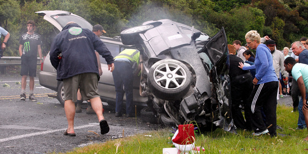 This accident at an intersection on State Highway 1 near Paraparaumu claimed the lives of Stephanie Fox, 18, and her stepfather, Lance Reilly, 39. Photo / Mark Mitchell