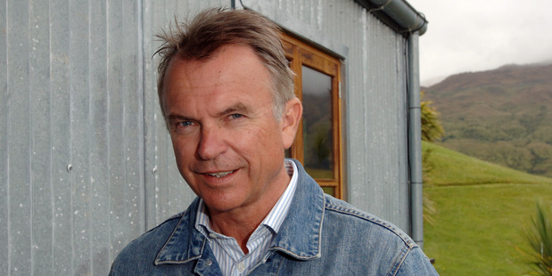 Sam Neill ... shy and charming, with a piglet. Picture / NZPA