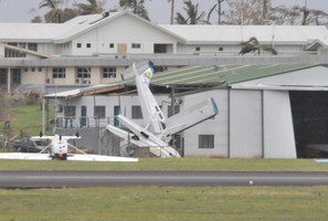 Planes parked at the Nadi International Airport blown away during the Tropical Cyclone Evan. Photo / Navneet Narayan