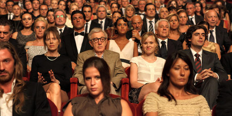 Woody Allen (with glasses) plays a retired opera impresario in his latest film. Photo / Supplied