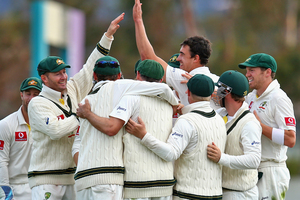 Australia celebrate their win in the first test over Sri Lanka. Photo / Getty Images
