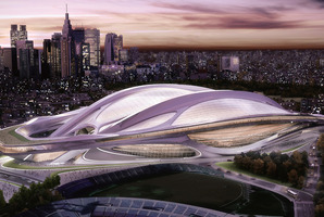 An artist's impression of the Tokyo stadium to be open in time for the 2019 Rugby World Cup.