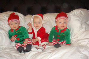 New Zealand triplets Lillie, Jackson and Willsher Weekes. Photo / Brett Phibbs