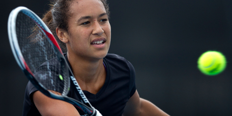 Great Britain No 1 Heather Watson is in Auckland and was hard at work yesterday practising for next week's ASB Classic. Photo / Brett Phibbs