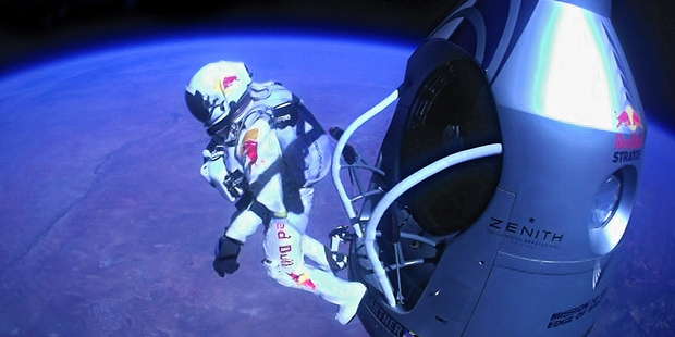 Felix Baumgartner jumped from space in a freefall that broke the speed of sound. Photo / AP