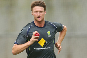 Jackson Bird of Australia bowls during an Australian training session. Photo / Getty Images
