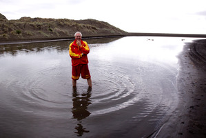 Sir Bob Harvey, pictured at his beloved Karekare Beach, insists that becoming a knight will not make him an establishment figure. Photo / Dean Purcell