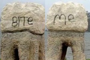 It isn't the first time the teeth have been vandalised. Photo / Otago Daily Times