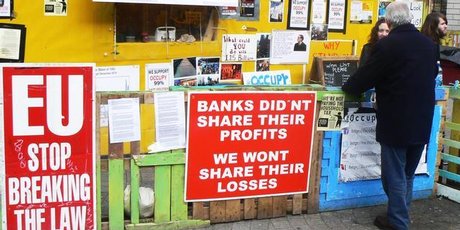 Occupy protesters in Dublin's Dame St. Photo / Chris Barton