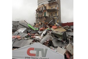 The remains of the collapsed CTV building. Photo / Geoff Sloan