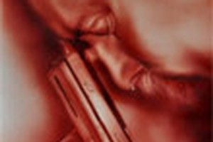 A self portrait of Dr Rev painted with his own blood.
Photo / Supplied
