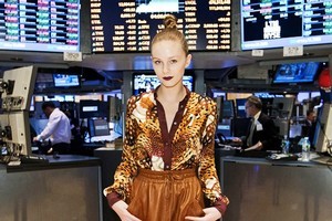 Kavanagh wound a top-knot at Tribune Standard. The label was chosen to close Fashion Week at the New York Stock Exchange. Photo / Supplied