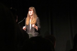 Jessica Hische speaking at Webstock. Photo / Mark Webster