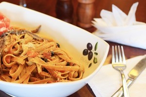 Puttanesca pasta at Bona Cafe. Photo / Greg Bowker