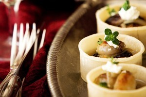 Roasted shallot and chevre tartlets. Photo / Babiche Martens