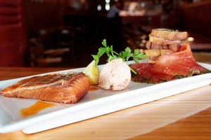 Salmon tapas at the Beresford Wine Bar. Photo / Richard Robinson