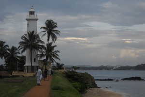 Galle's lighthouse and the Dutch ramparts. Photo / Jill Worrall
