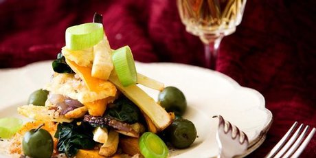Autumn vegetable and green olive salad. Photo / Babiche Martens