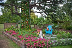 The hanging meadow display at this week's Christchurch Festival of Flowers. Photo / Daniel Thomson