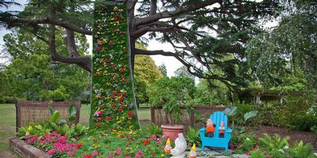 The hanging meadow display at this week's Christchurch Festival of Flowers. Photo / Daniel Thomson