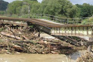Weather damage at Larrys Creek, north of Reefton on the road to Westport. Photo / Tony Fortune