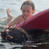 Maddi Davidson and her dog Gracie beat the heat in Lake Taupo. Photo / Chris Hayden