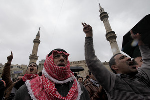 Chanting Jordanian protesters demand political reforms and an end to corruption in the kingdom. Photo / AP