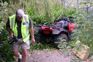 The quad bike came to rest down a ditch in Hawkes Bay. Photo / APN