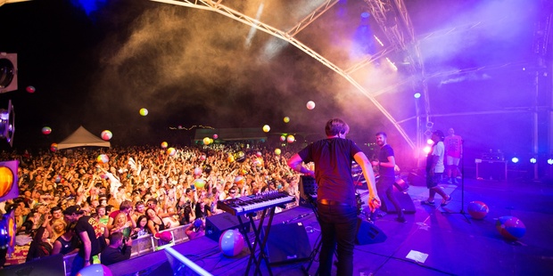 Shapeshifter perform to a crowd of thousands on New Years Eve at the La De Da 2012 New Years Festival in Martinborough. Photo / Aaron Moffitt.