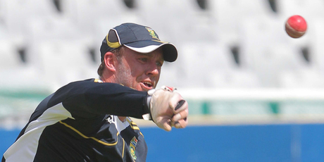 AB de Villiers trains ahead of the first test at Newlands. Photo / Getty Images