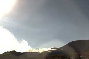 Mt Tongariro's Te Maari Crater at 8.15am this morning. Image / GNS