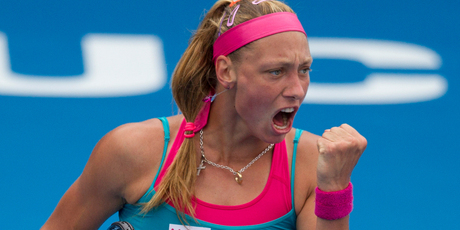 Yanina Wickmayer's love affair with the centre court in Auckland keeps on keeping on. Photo / Brett Phibbs