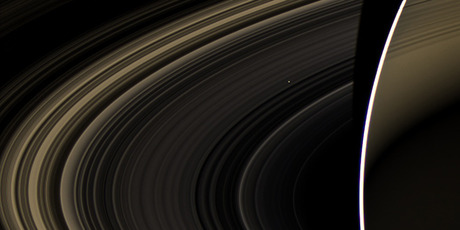 The vast distance between the planets means Venus appears as only a white speck near the centre of the image. Photo / NASA/JPL-Caltech/Space