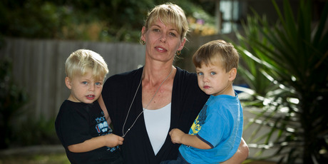 Kyla McCormack with her twin boys Charlie and Nathaniel. Photo / Michael Craig