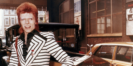 British rock singer, David Bowie, poses beside his Rolls Royce in May 1973. Photo / AP
